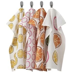 IKEA TORVFLY Dish towel  patterned/orange Citrus 18" x 24" 4 PACK NEW